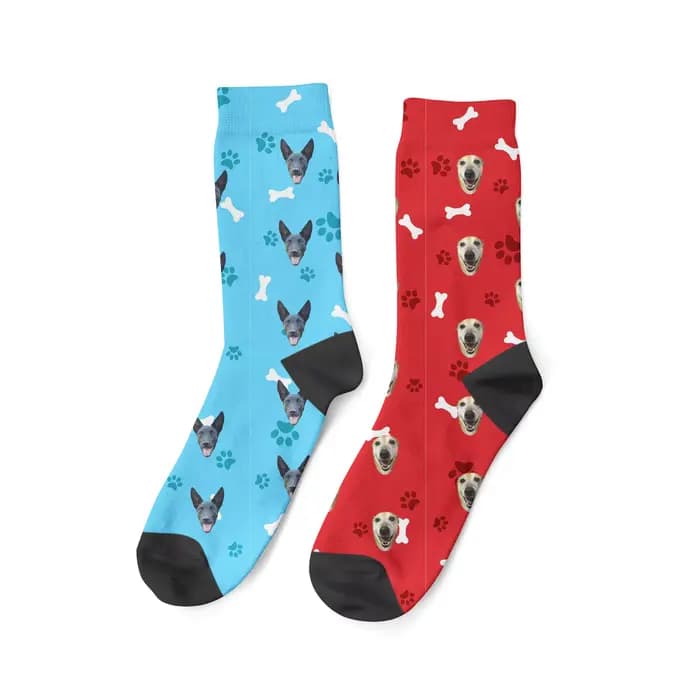 Chaussettes de personnalité personnalisées pour hommes et femmes, impression 3D, drôle, chat, arête de poisson, chiot, Photo personnalisée, texte d'amour, Logo, chaussettes en coton