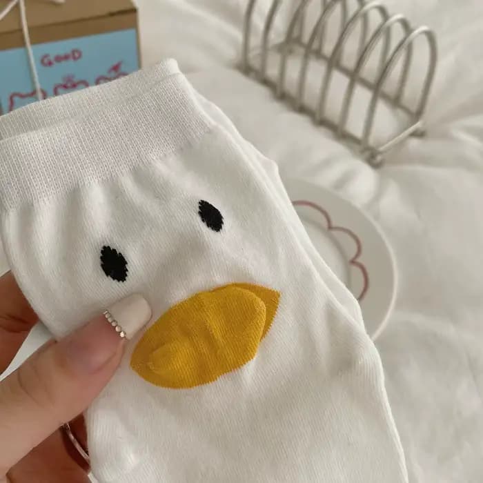 Chaussette Tridimensionnelle en Forme de Canard Jaune pour Femme