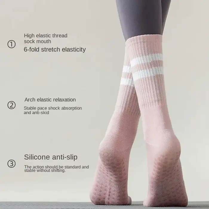 Chaussettes de sport en coton à tube moyen, 8 couleurs, en silicone non ald, pour le fitness d'intérieur, la gymnastique, la danse, le pilates, le yoga, l'astronomie professionnelle