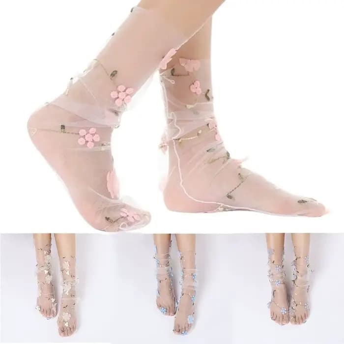 Chaussettes Sexy en dentelle à fleurs pour femmes et filles
