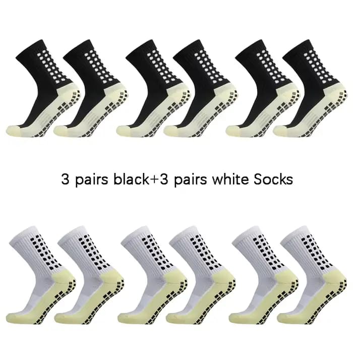 6 paires de chaussettes de sport classiques antidérapantes avec points adhésifs, chaussettes de football