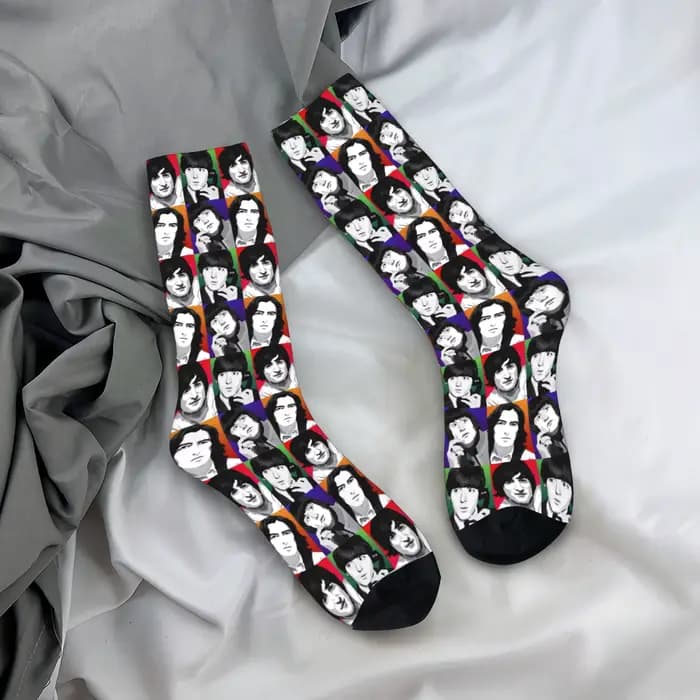 Chaussettes personnalisées The Beatle English Rock Band pour femmes et hommes, chaussettes chaudes imprimées en 3D, chaussettes de sport de football et de musique