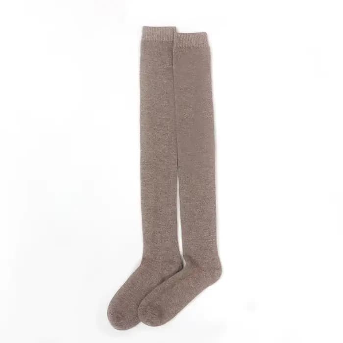 100% cachemire femmes bas nouvelle mode automne décontracté couleur unie chaussettes chaudes pour femme doux hiver genou