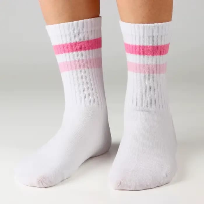 4 paires de chaussettes de sport longues pour filles roses