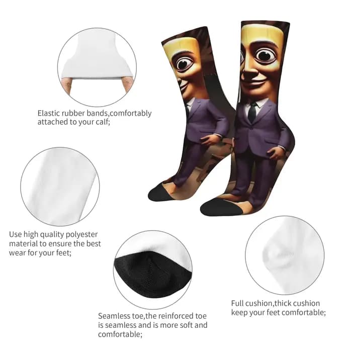 Chaussettes amusantes Tung Tung Tung Sahur 12 Hip Hop à motif imprimé sans couture pour hommes, chaussettes fantaisie pour hommes