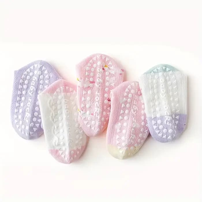 5 paires de chaussettes de sol pour enfants avec colle en dentelle