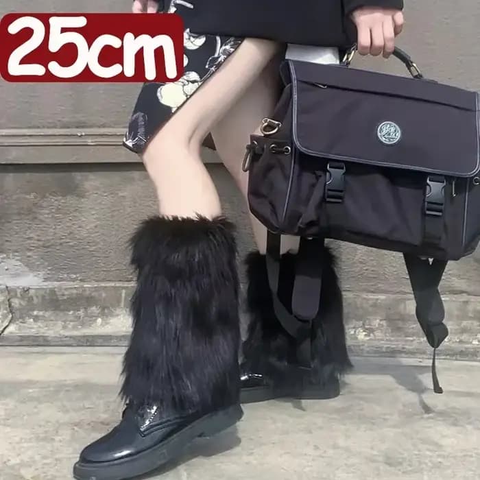 Y2K Goth noir jambe chaussettes Punk Jk genou longueur Hiphop Hotgirl mode chaussette chaude japonais blanc fausse fourrure jambières couvre-bottes