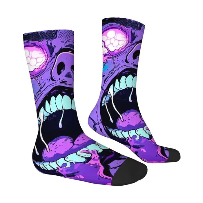1 paire de chaussettes visage d'horreur pour hommes