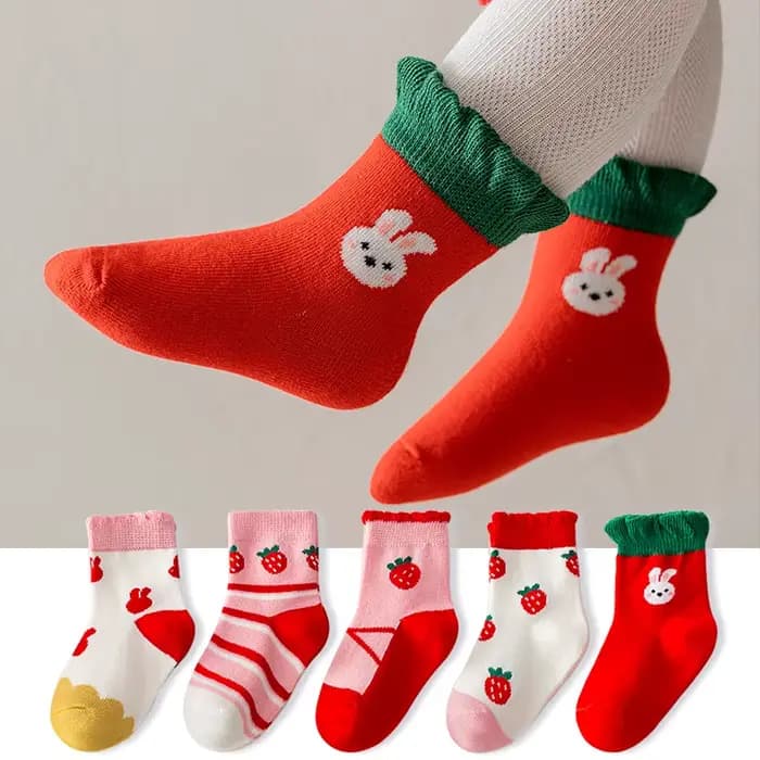 Chaussettes en coton pour enfants, 5 paires, chaussettes chaudes d'hiver pour bébés filles, mignonnes, dessin animé, nouveau-né, décontracté, Sport pour garçons de 0 à 12 ans