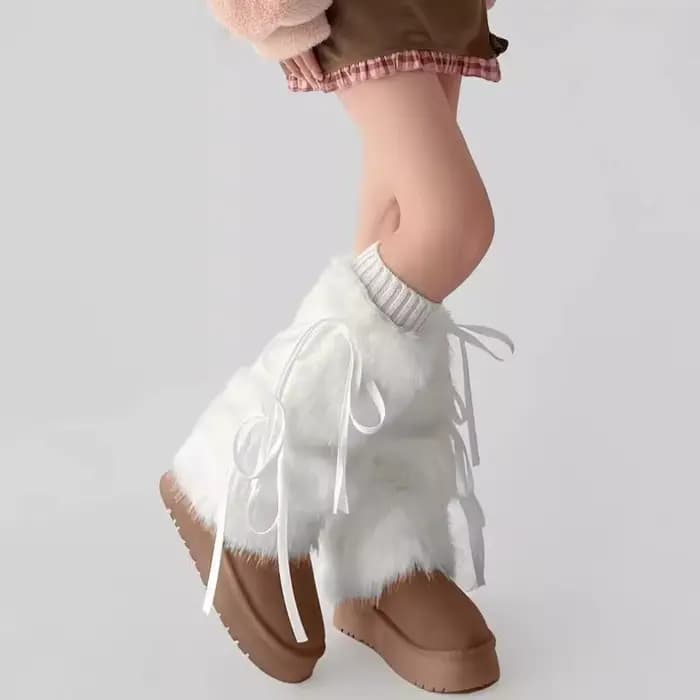 Guêtres en fausse fourrure blanche, couvre-bottes, style Y2K gothique, chaussettes unies, chaussettes punk mi-longues, chaussettes chaudes tendance