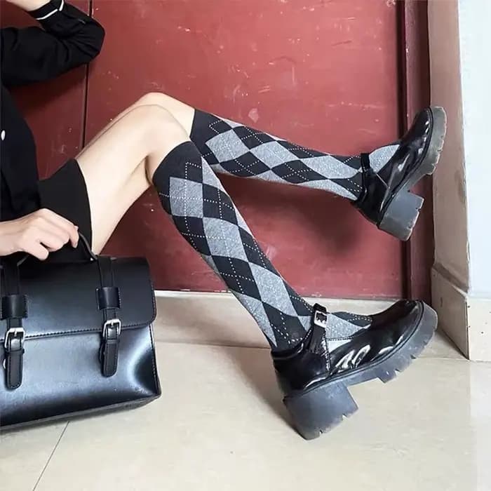 Chaussettes femmes diamant motif à carreaux
