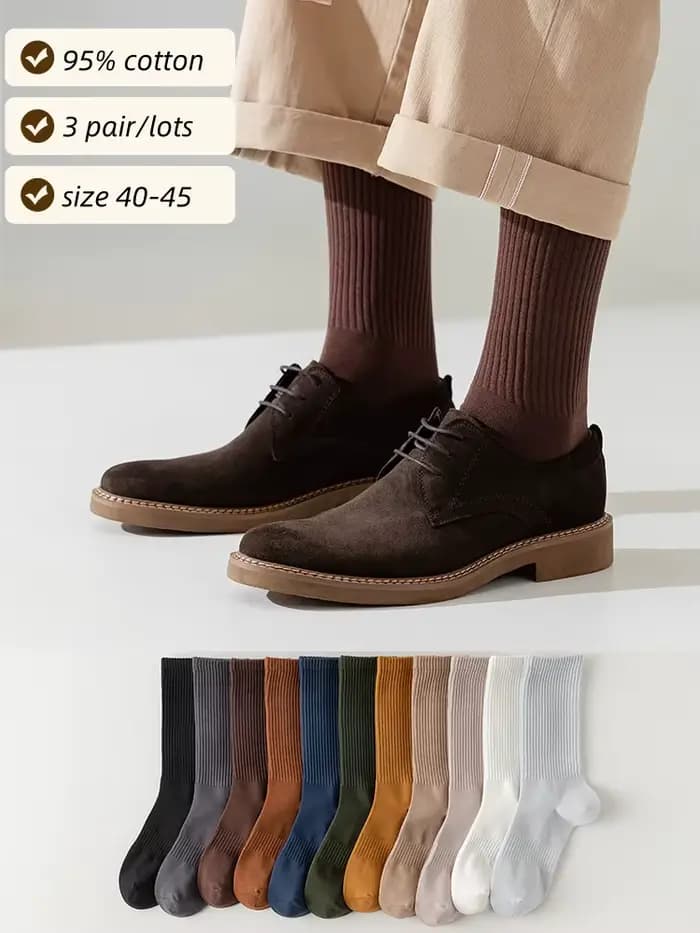 Chaussettes d'affaires en pur coton pour hommes, de haute qualité, couleur unie, mode décontractée, longues, Harajuku rétro, résistantes à l'usure, chaussettes de sport
