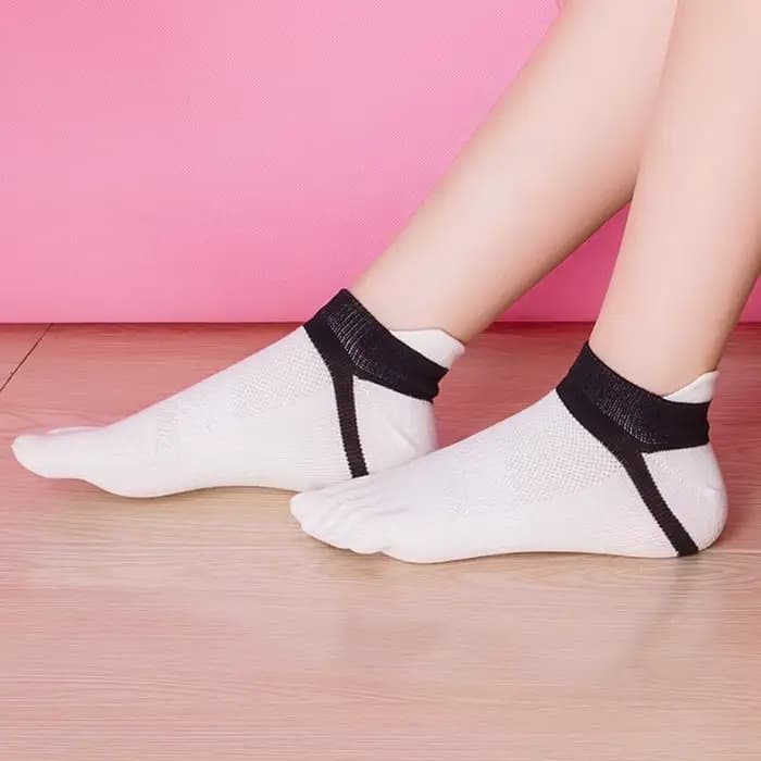 Chaussettes à cinq doigts pour femmes et filles, en coton rayé, absorbant la sueur, mignonnes, décontractées, antibactériennes, respirantes, à la cheville, pour étudiantes