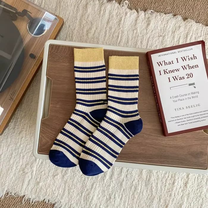 Chaussettes colorées à rayures pour femmes
