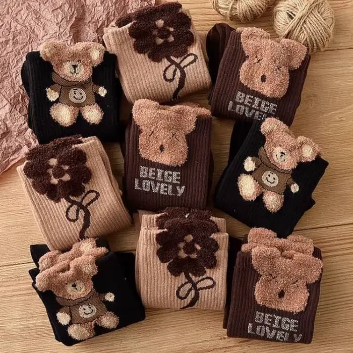 Chaussettes en coton rétro marron pour femmes