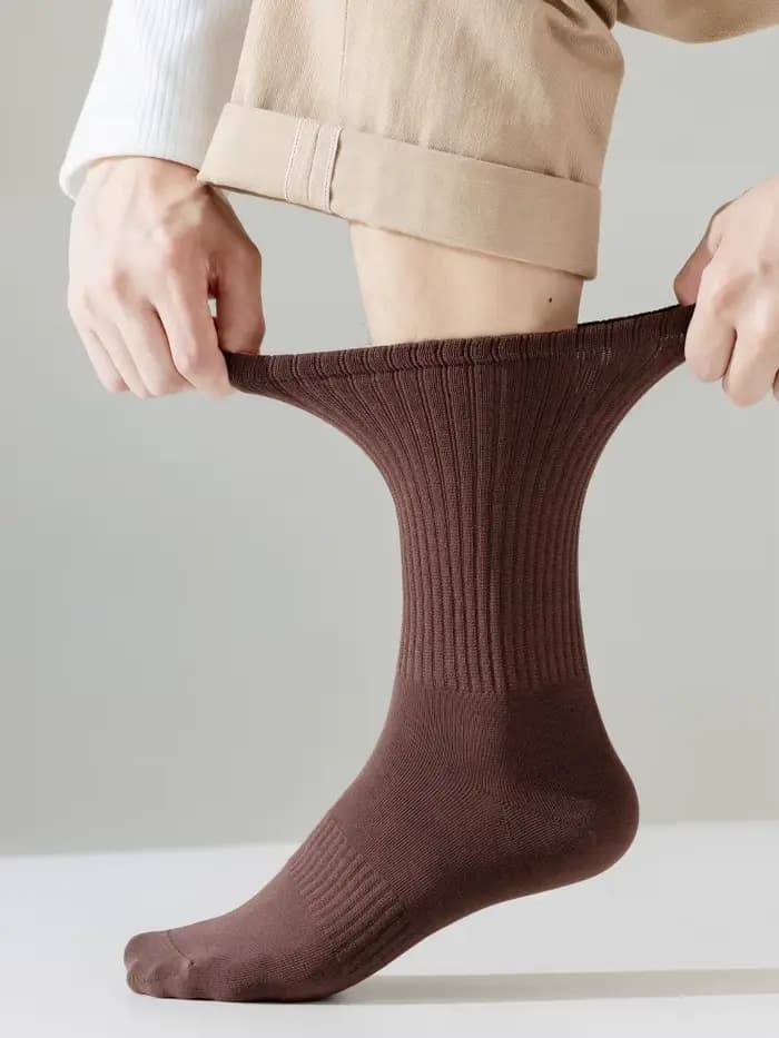Chaussettes d'affaires en pur coton pour hommes, de haute qualité, couleur unie, mode décontractée, longues, Harajuku rétro, résistantes à l'usure, chaussettes de sport