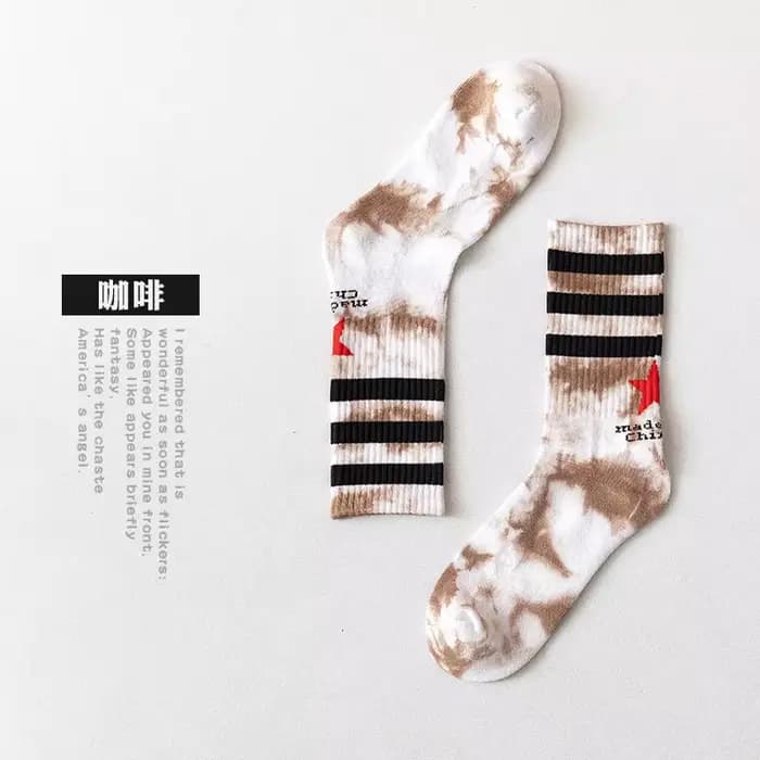 Chaussettes unisexes pour hommes et femmes, en coton rayé, tie-dye, style streetwear, hip hop, harajuku, pour le basketball, le skateboard, le sport, chaussettes amusantes, cadeau, calcetine
