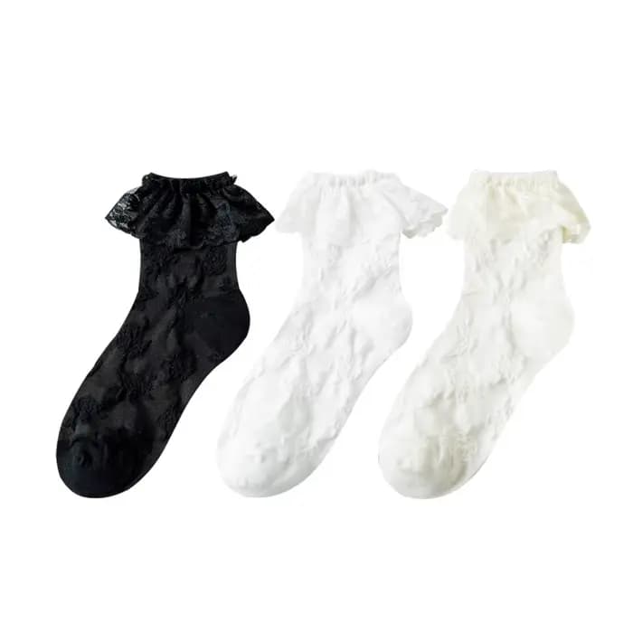 Femme chaussettes Lolita Style noir blanc