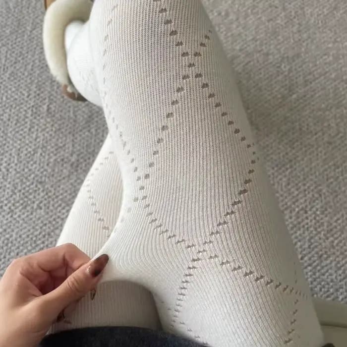 Collants gris diamant découpé pour femmes
