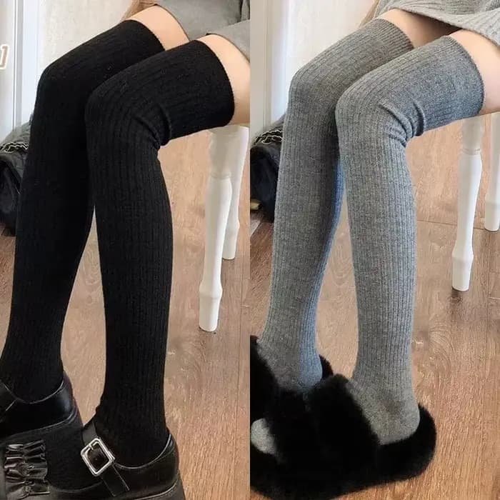 Bas hauts pour femmes, chaussettes longues à rayures verticales blanches