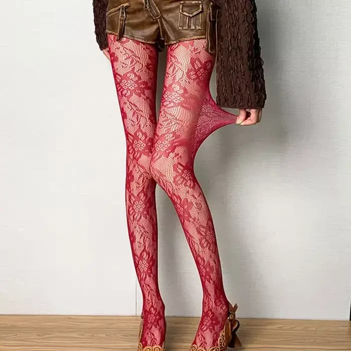 Collants en dentelle florale pour femmes
