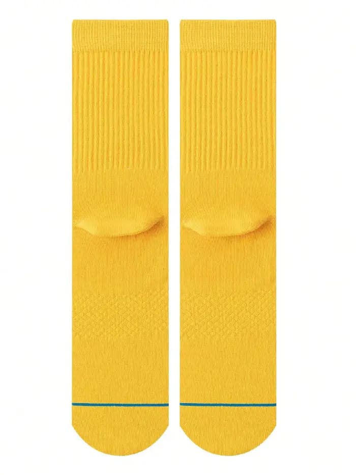 1 paire de chaussettes longues décontractées jaunes pour hommes