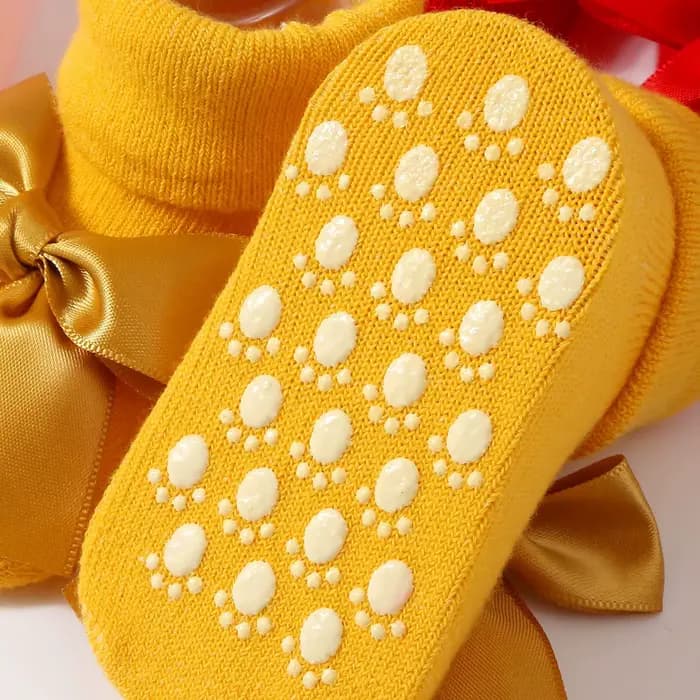 Chaussettes en coton pour bébé, chaussettes antidérapantes pour nouveau-né fille, Design avec nœud papillon mignon, printemps-automne