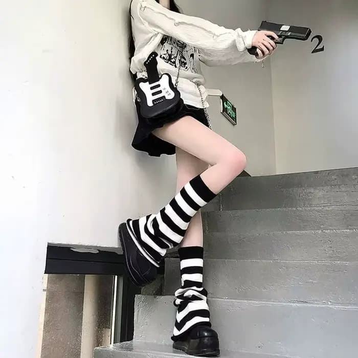 Chaussettes japonaises tricotées à rayures pour femmes