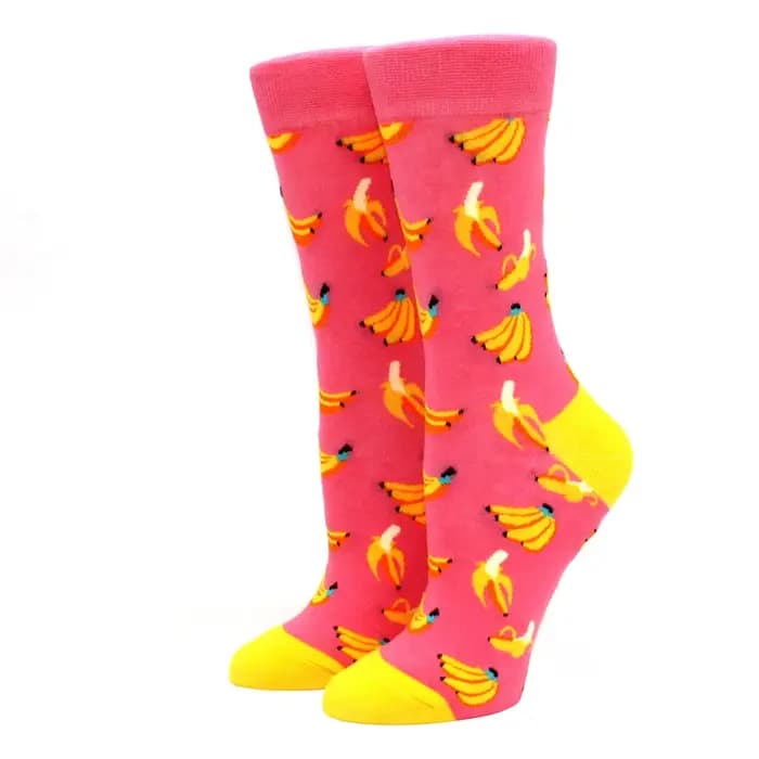 1 paire offres spéciales chaussettes drôles femmes décontracté dessin animé fruits banane avocat citron oeuf Cookie