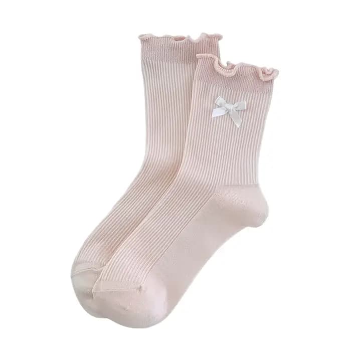 Chaussettes pour femmes, nouvelle collection, couleur bonbon, avec nœud, style décontracté, mode coréenne, respirantes, à volants, en coton