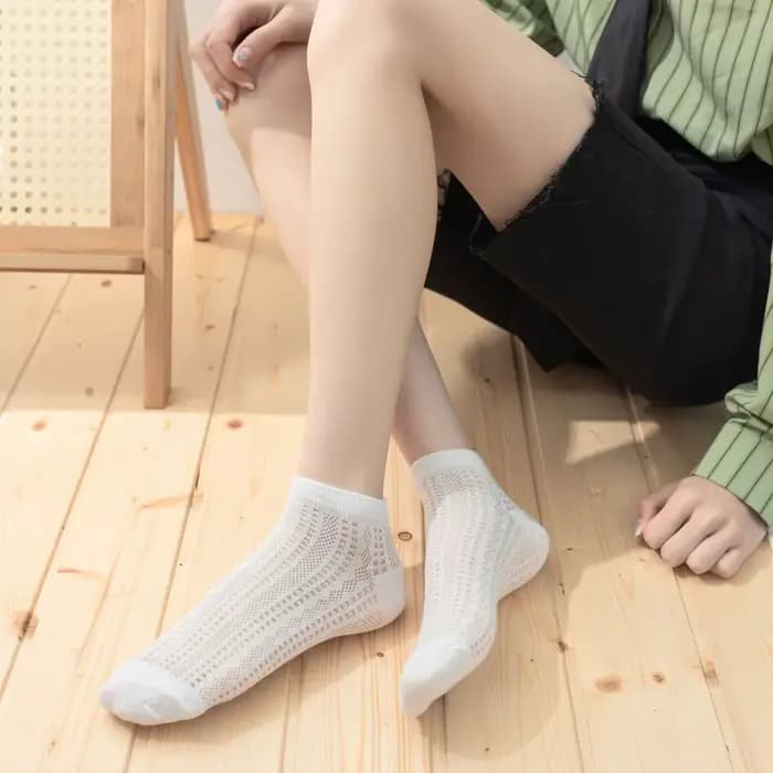 5 paires de chaussettes d'été mignonnes et amusantes en maille pour femmes