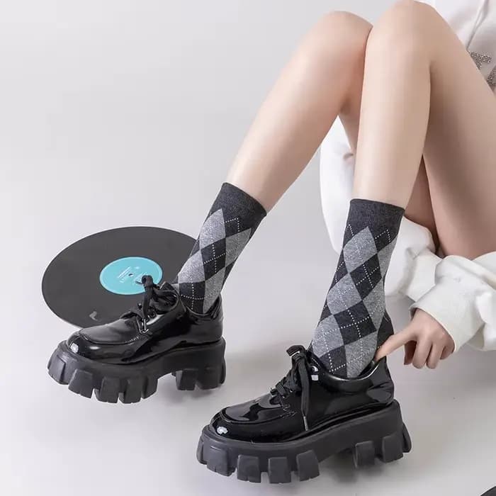 Bas Jacquard rétro Harajuku pour femmes