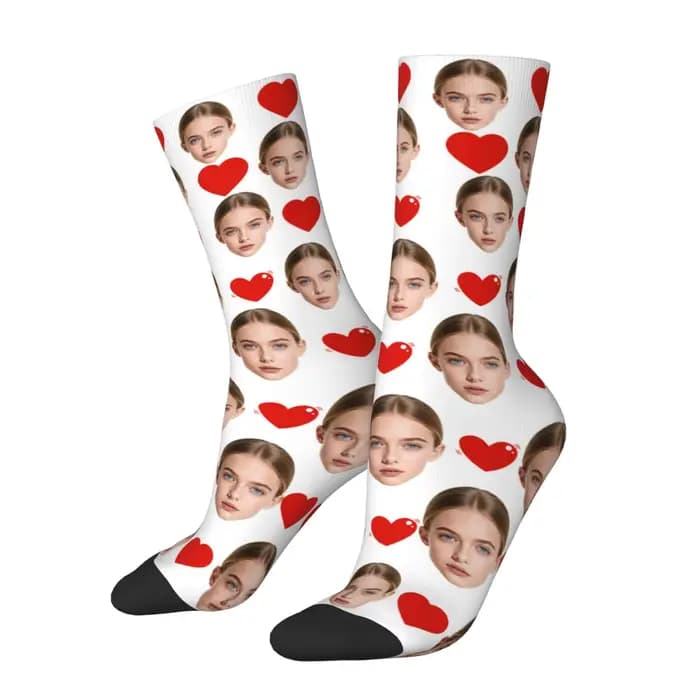 Chaussettes personnalisées avec photo du visage LOVE