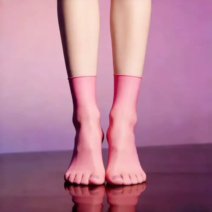 Chaussettes ultra-fines en satin brillant et extensible, couleur unie, respirantes, effet huileux, pour fête costumée