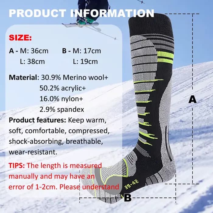 Chaussettes de Ski en laine mérinos