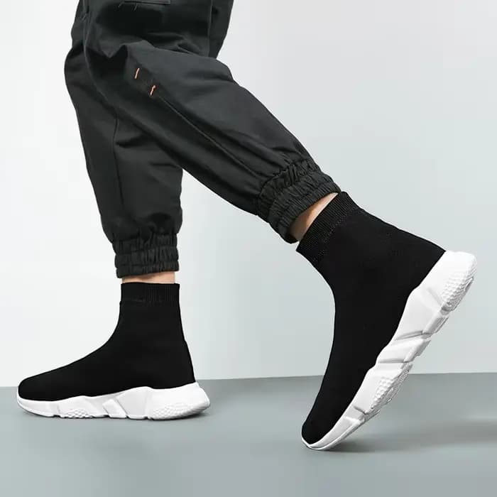 Chaussettes montantes baskets pour hommes femmes classique noir