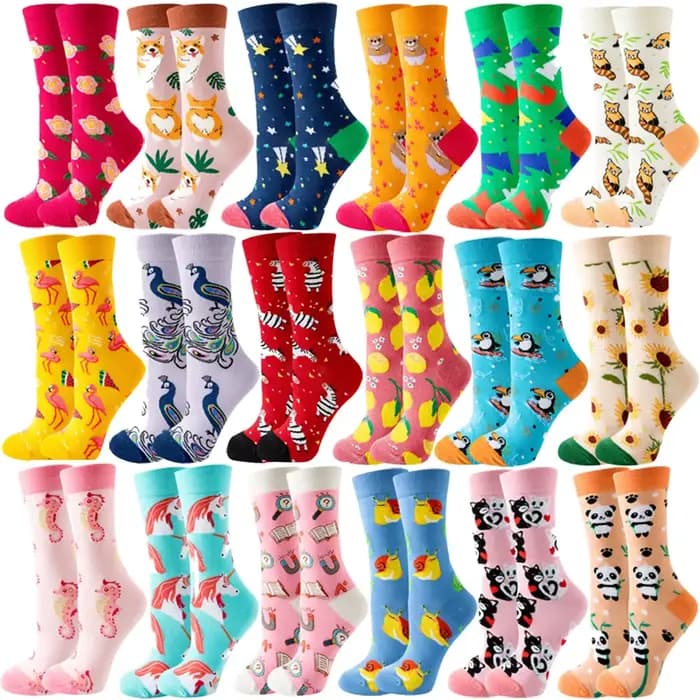 Femmes Designer mode drôle créatif Tube moyen coton femme coloré mignon motif Animal plante sport chaussette merveille chaussettes cadeau
