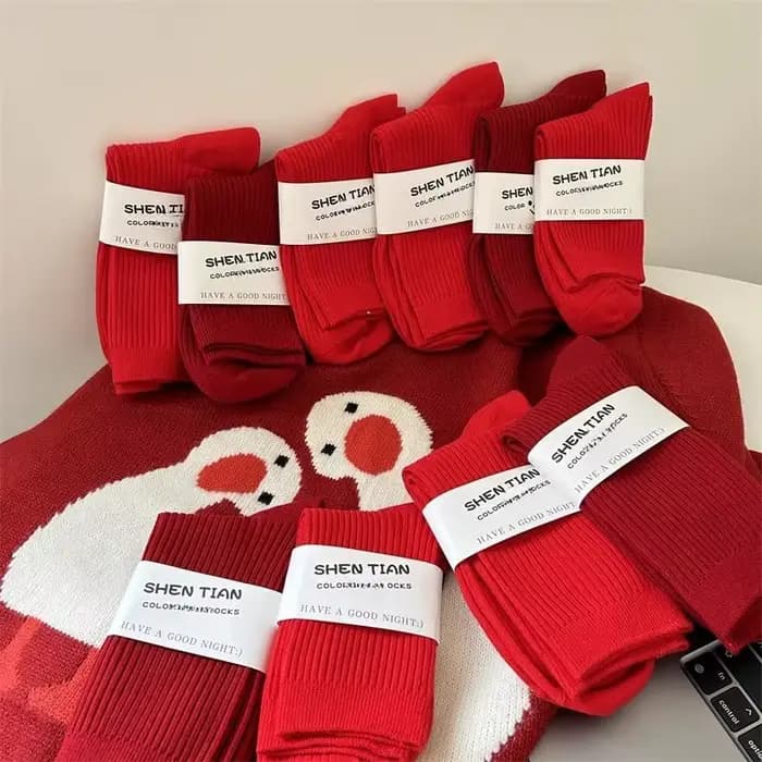 2 paires de chaussettes de Couple rouges pour hommes et femmes