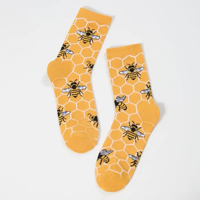 26 nouvelles chaussettes Harajuku amusantes pour femmes, motif petite abeille, chaussettes chaudes et confortables pour le quotidien, le loisir, cadeau, printemps et été