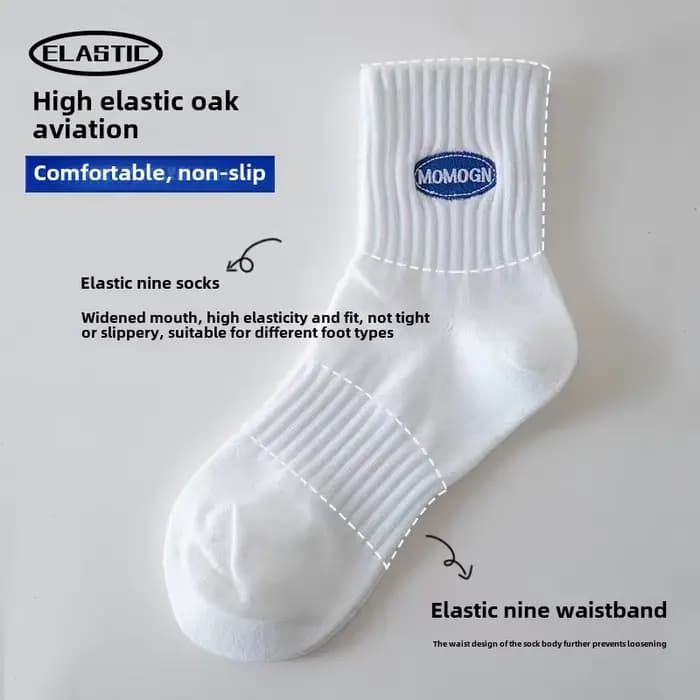 4 paires de chaussettes en coton pour hommes et femmes, chaussettes de course Anti-odeur quatre saisons, chaussettes de sport en coton brodées absorbant la sueur
