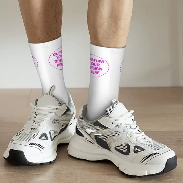 Personnalisez le Logo de la Photo personnalisé texte hommes femmes chaussettes d'équipage unisexe drôle concevoir vos
