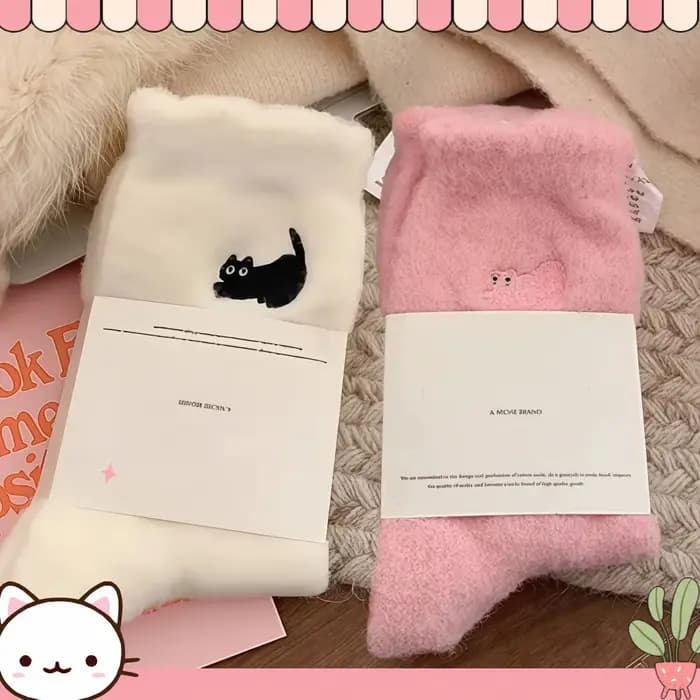 Femmes hiver chaussettes mignonnes épais thermique solide doux vison velours moelleux