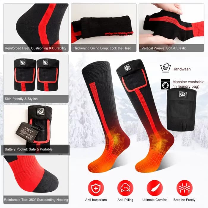 SNOW DEER-Chaussettes de ski chauffantes électriques pour femmes et hommes