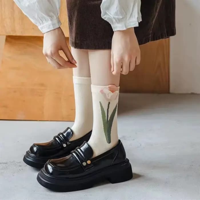 Ensemble de 4 paires de chaussettes florales pour femmes