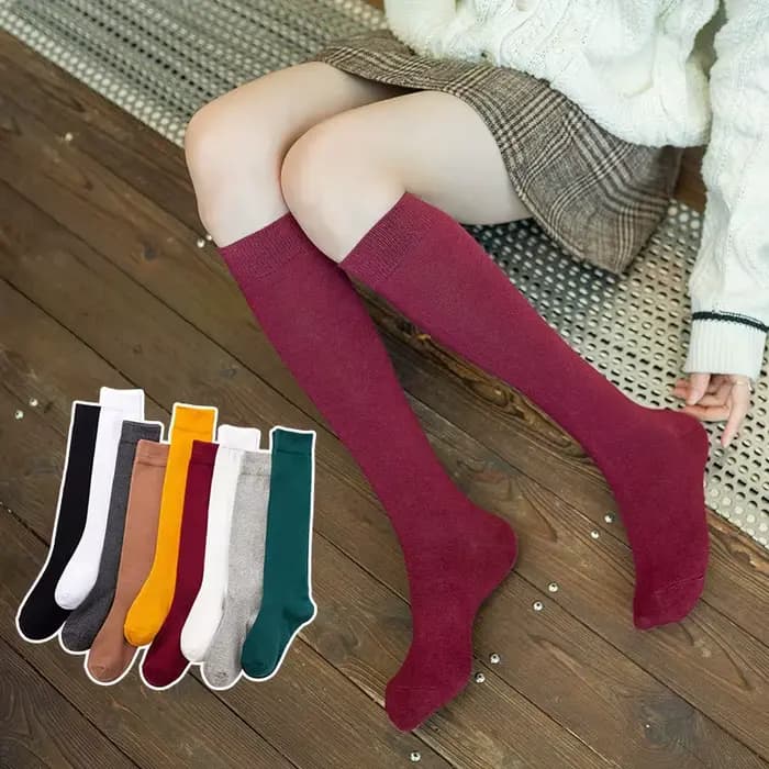 Harajuku rétro femmes coton hiver longues chaussettes hautes décontracté JK épais chaud dame cadeau Ancora rouge noir jaune gris école fille