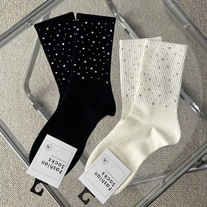 Chaussettes mi-hautes pour femme en coton