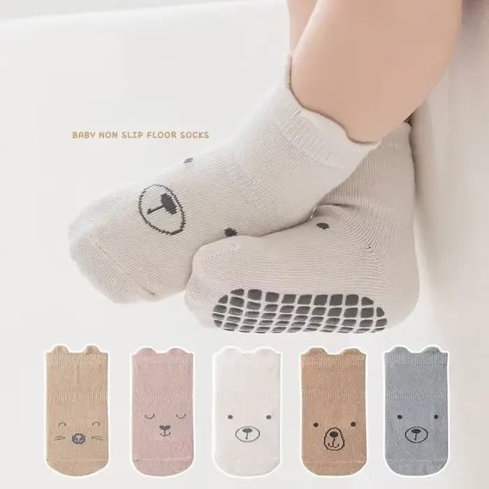 BELLBELL 5 paires de chaussettes antidérapantes pour bébé