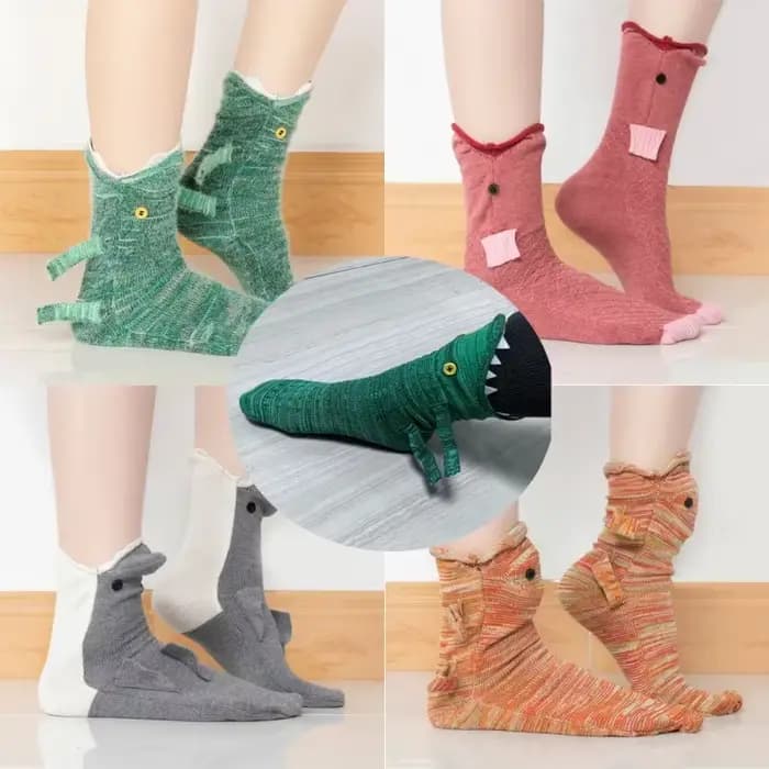 2023 nouvelles chaussettes crocodile tricotées automne hiver femmes mignon dessin animé sol