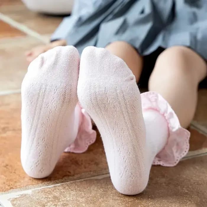Enfants filles mignon blanc Princsee avec volants dentelle chaussette pour bébé printemps automne coton froufrous danse enfant en bas âge bas courts cheville bas