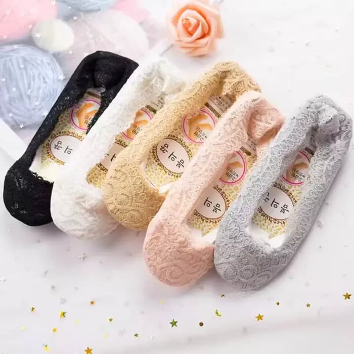5 paires femmes chaussette été couleur unie dentelle bouche peu profonde Silicone Anti-perte semelle anti-dérapant décontracté respirant Invisible chaussettes